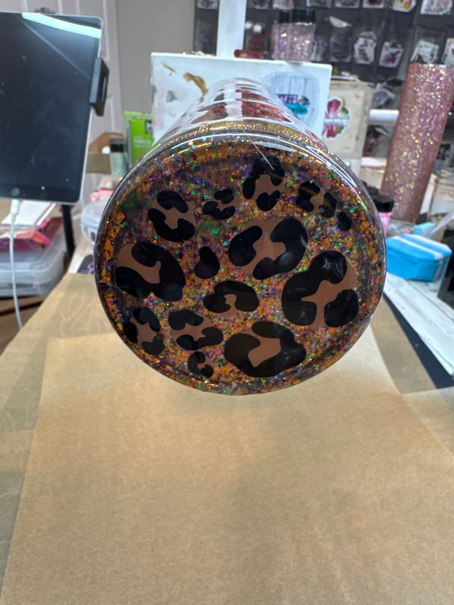 32 oz tipsy Fall peekaboo with UVDTFs and decals