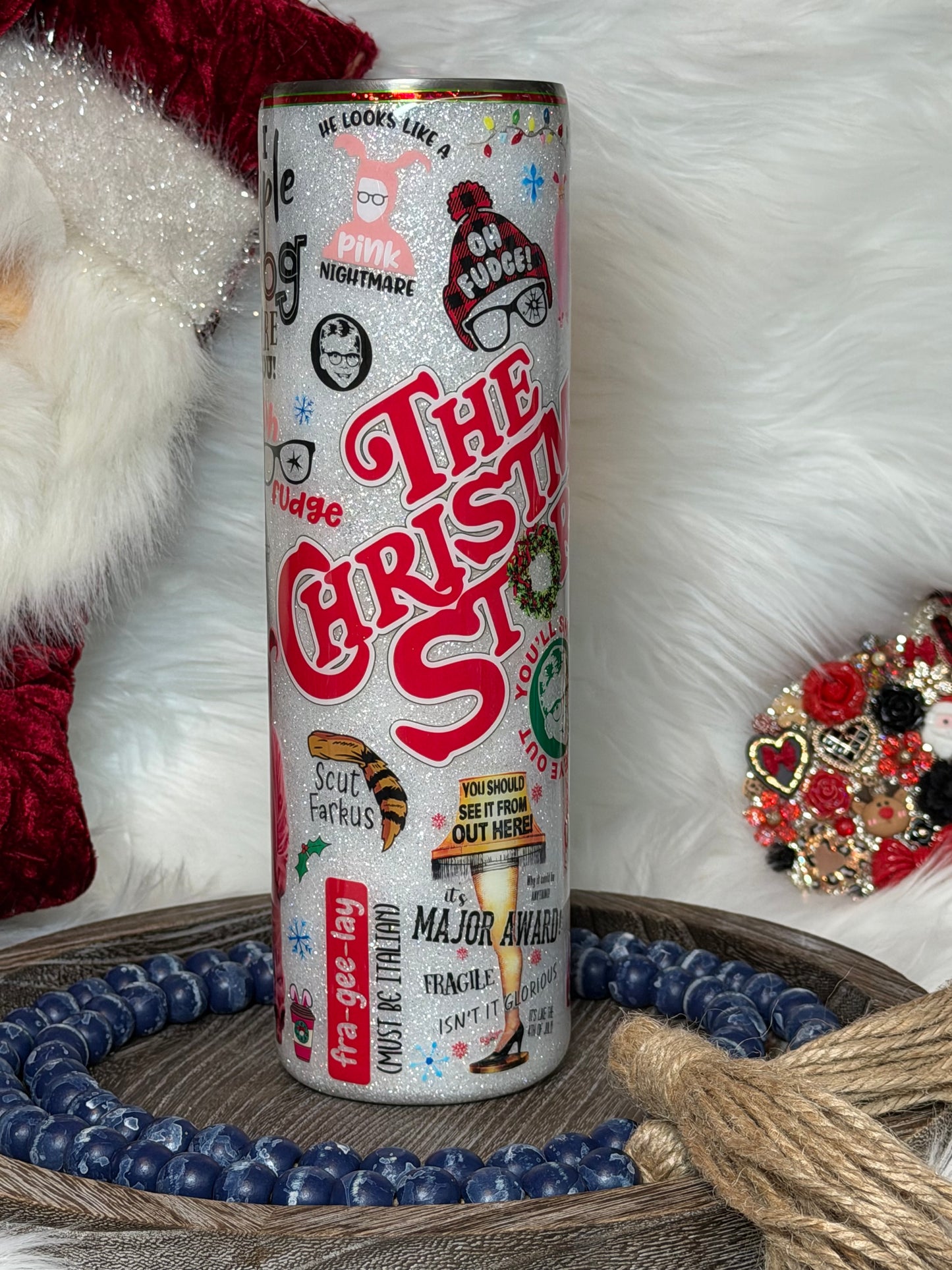 35 oz Christmas story on glitter