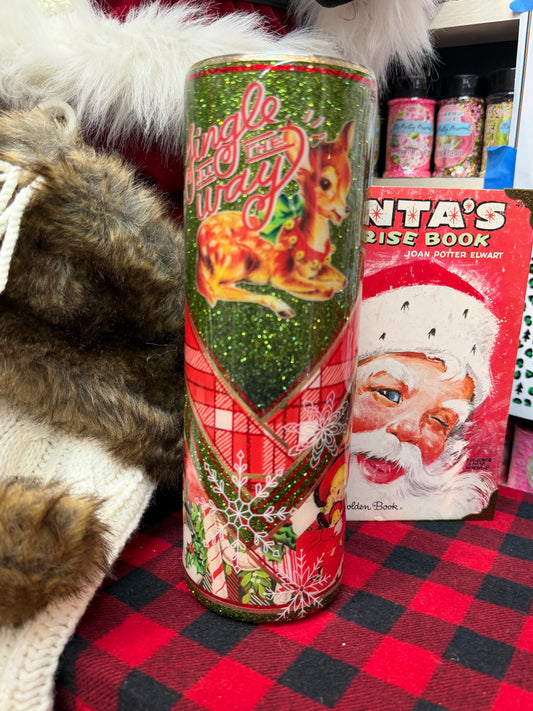 30 ox vintage Christmas, has glitter spread and a fat booty
