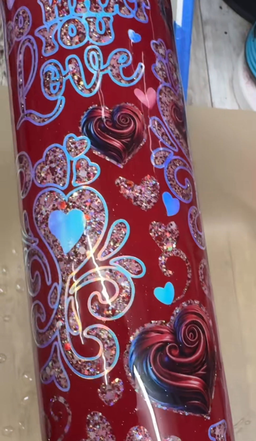 32 oz tipsy glitter peekaboo Hearts and filigree