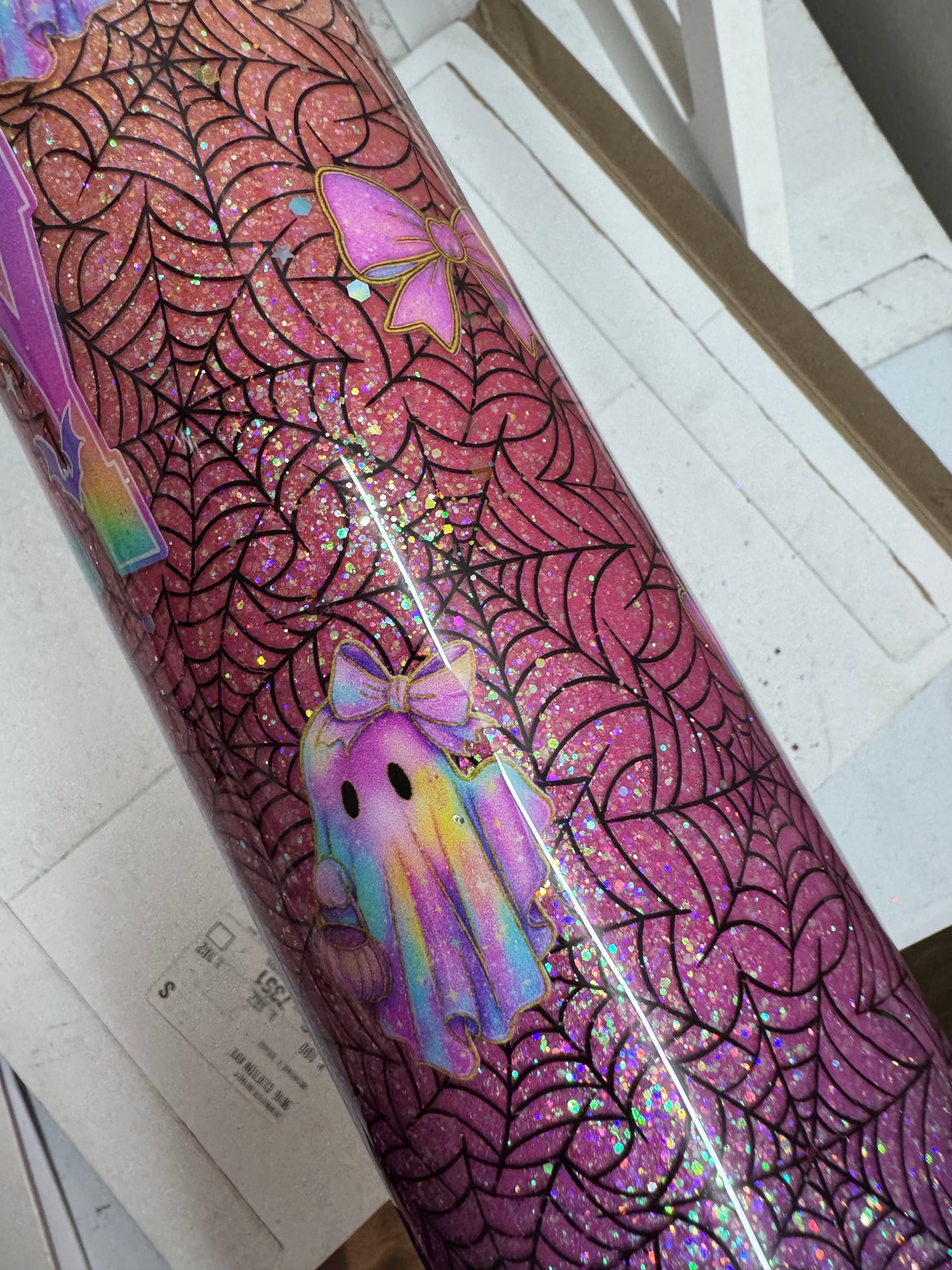 32 oz tipsy Halloween glitter, vinyl, and UVDTFS (may need one more coat of epoxy)