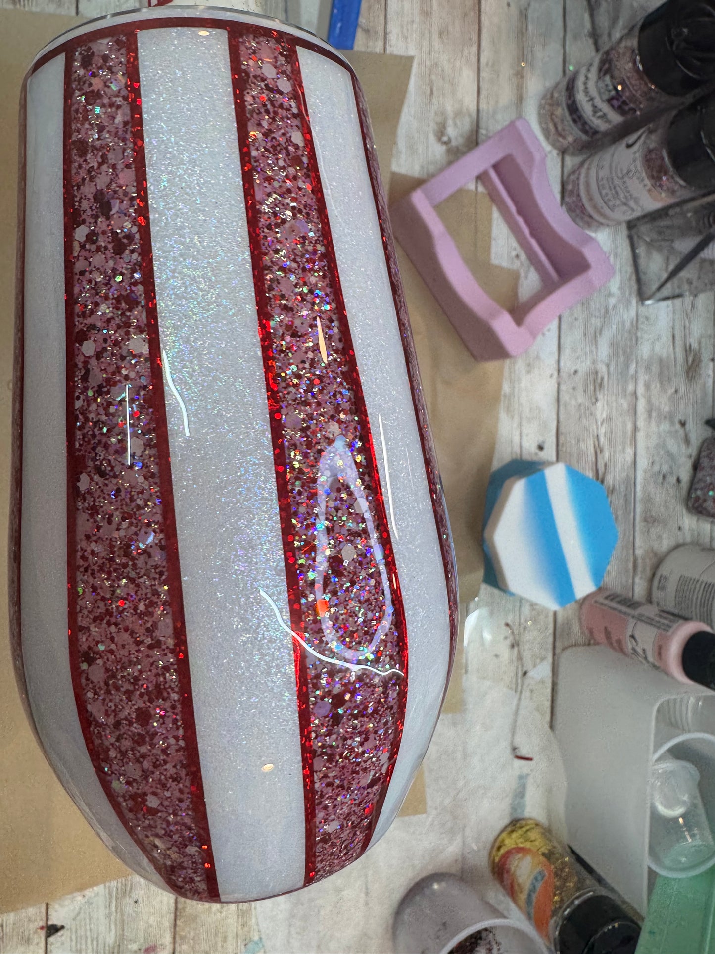 17 oz wine Mrs Claus in a Martini cup- needs a finish coat