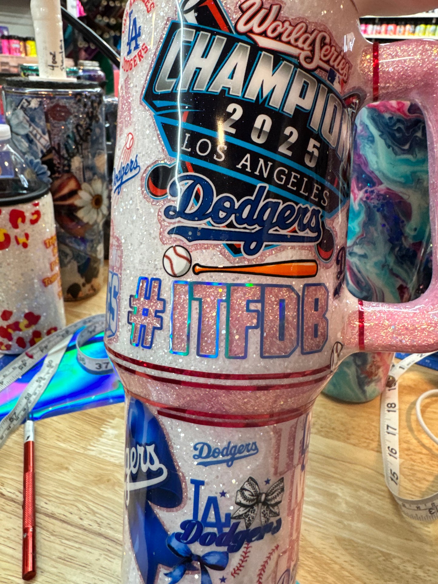 40oz Dodgers peekaboo custom Sparkle ONLY - use code provided (Copy)