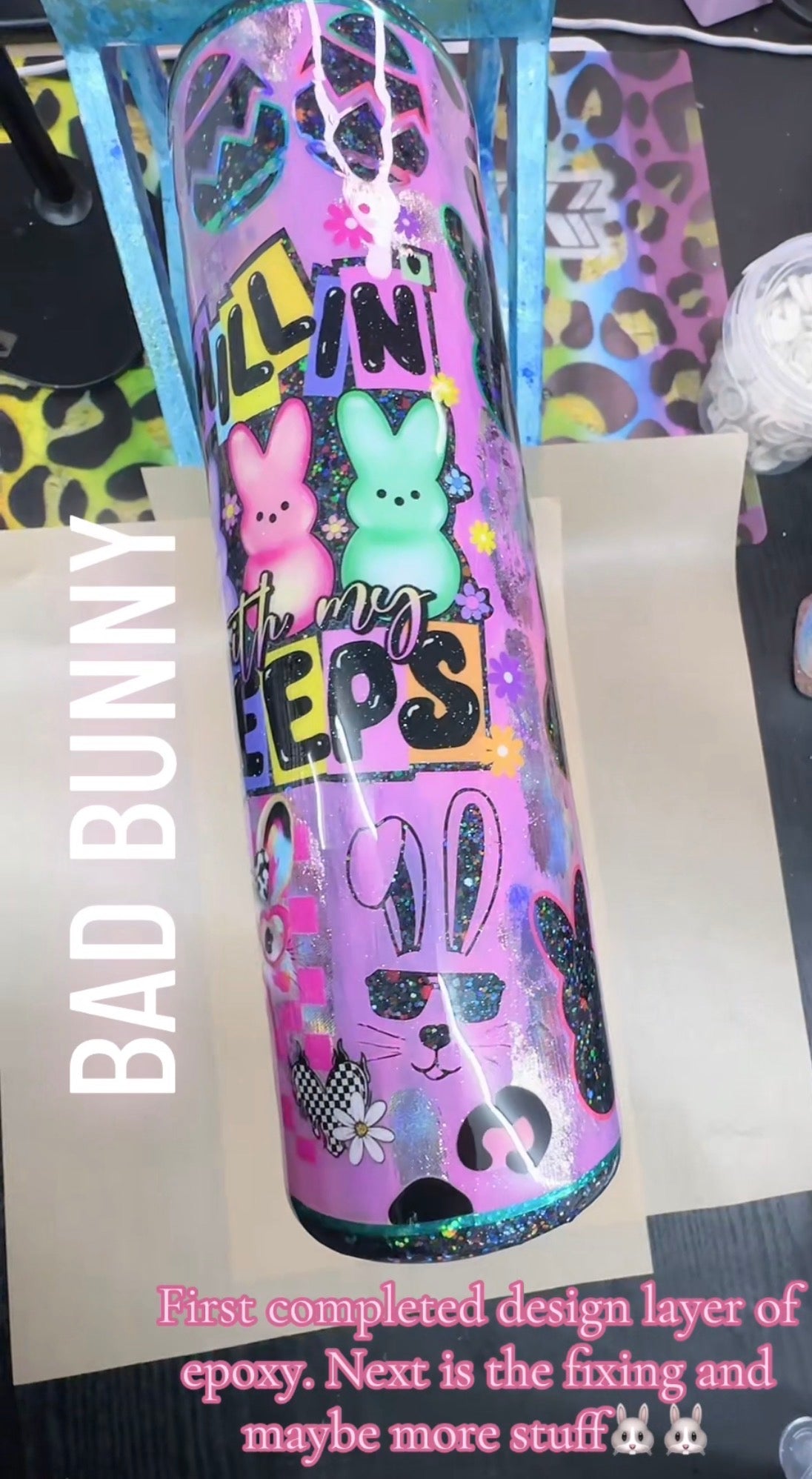 32 oz tipsy decaled glitter peekaboo Bunny