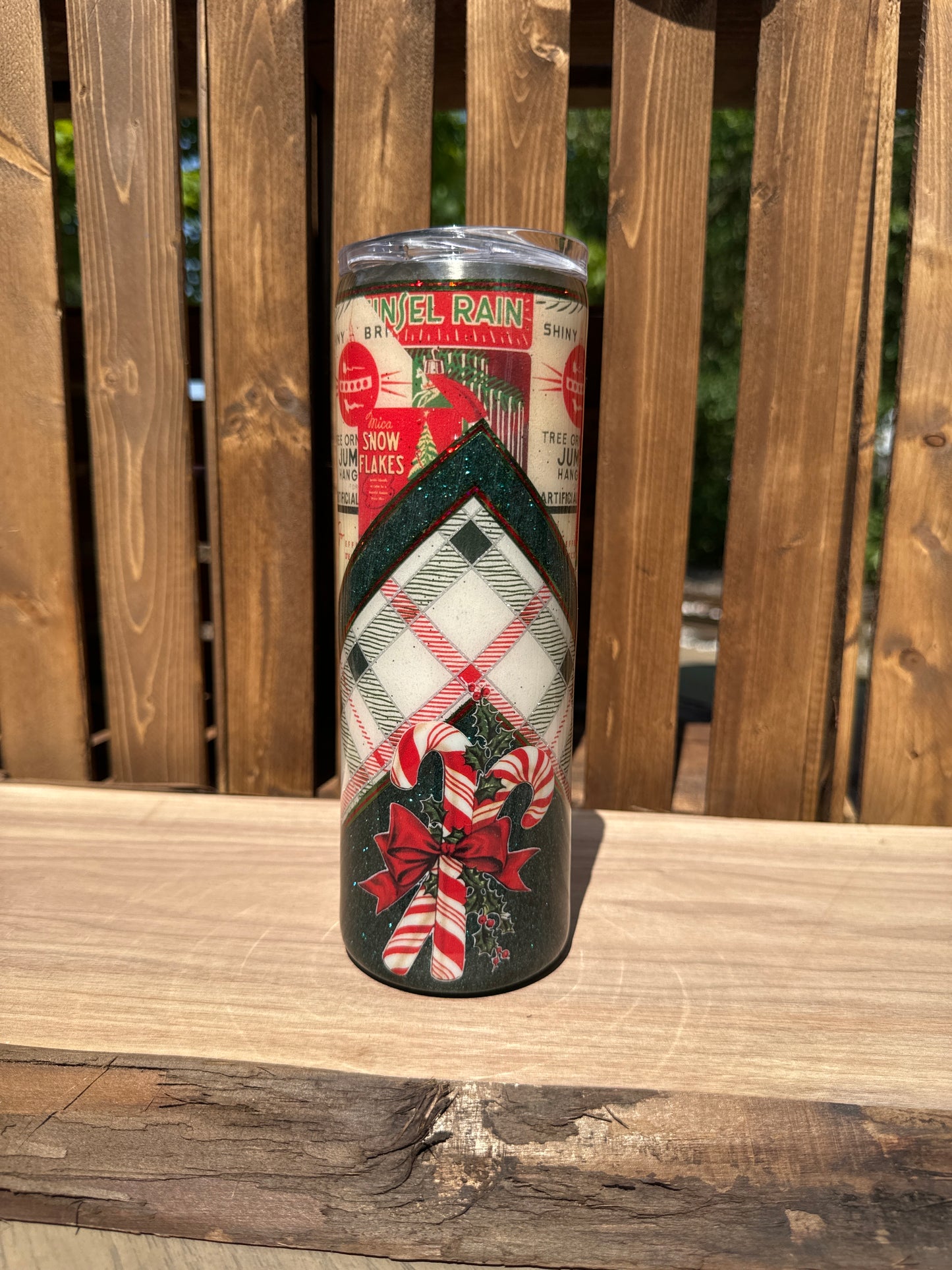 20 oz Vintage christmas vinyl and glitter