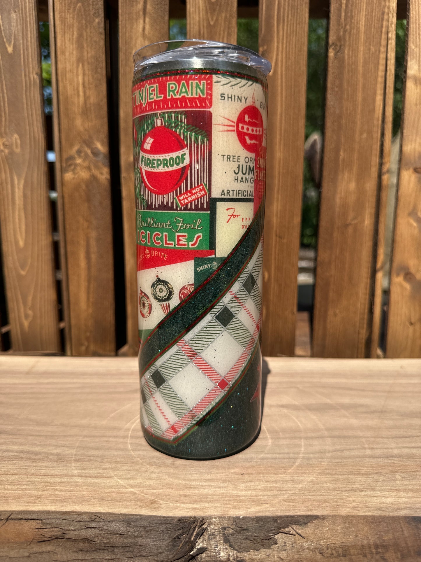 20 oz Vintage christmas vinyl and glitter