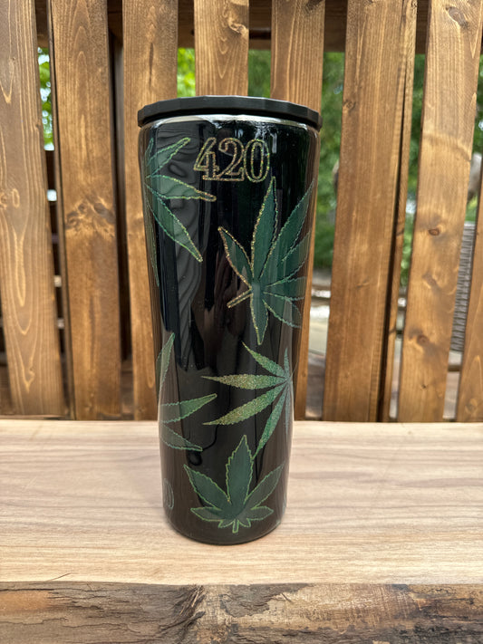 34 oz peekaboo 420 leafy with chrome mica base