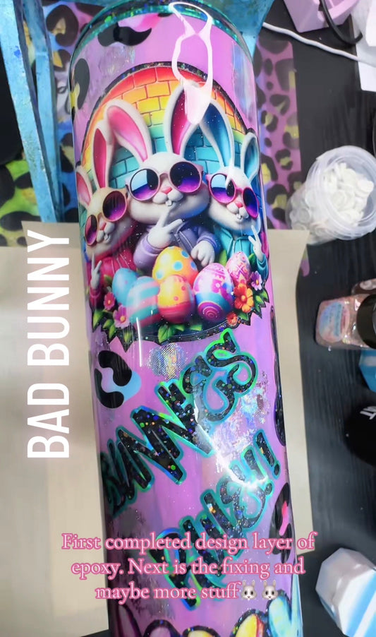 32 oz tipsy decaled glitter peekaboo Bunny