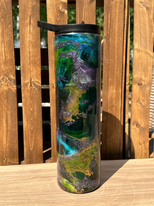 35 oz duo lid Forest mica and ink swirl