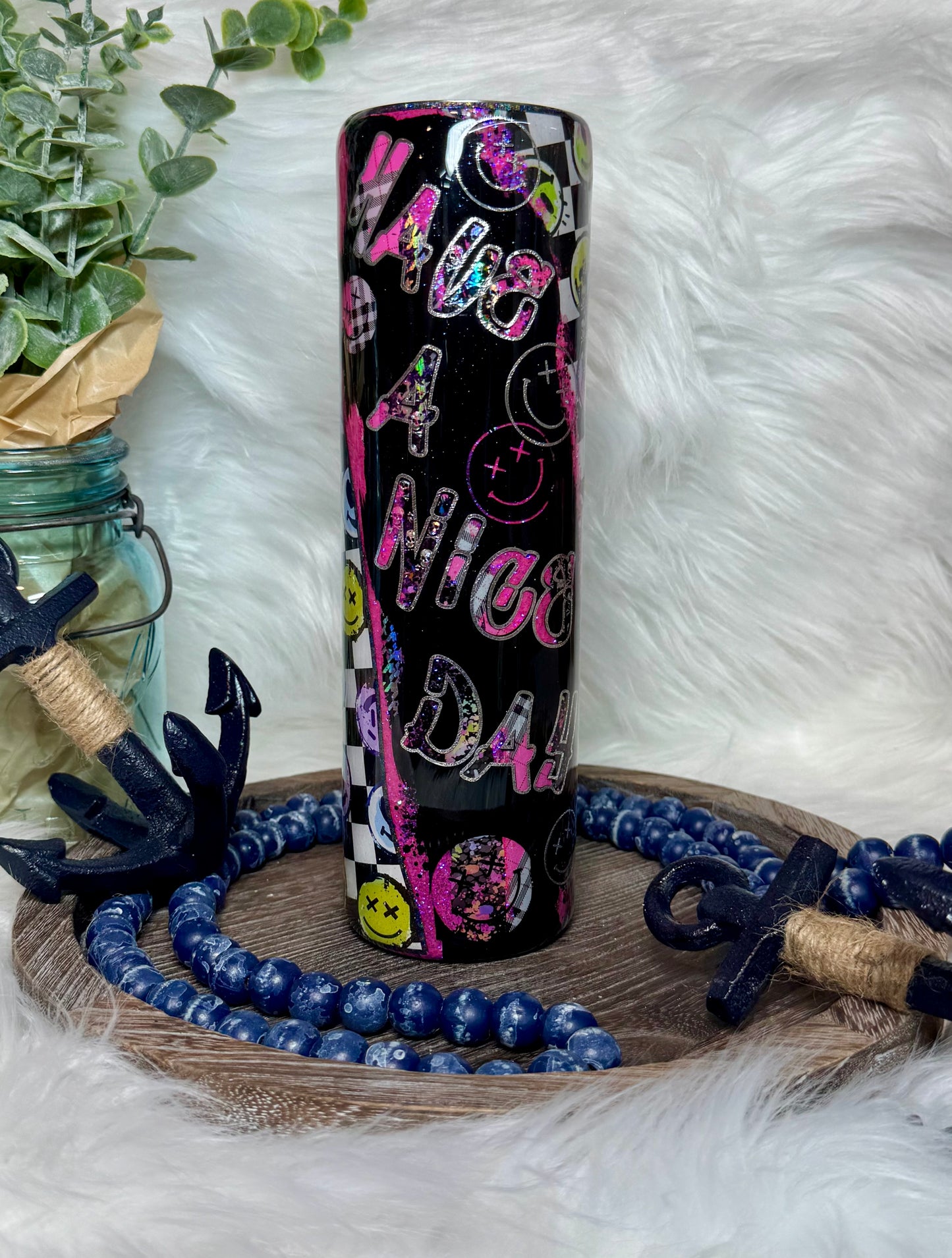 32 oz tipsy magnolia peekaboo smiley face grunge