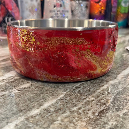 Red and yellow 32 oz sports guacamole bowl