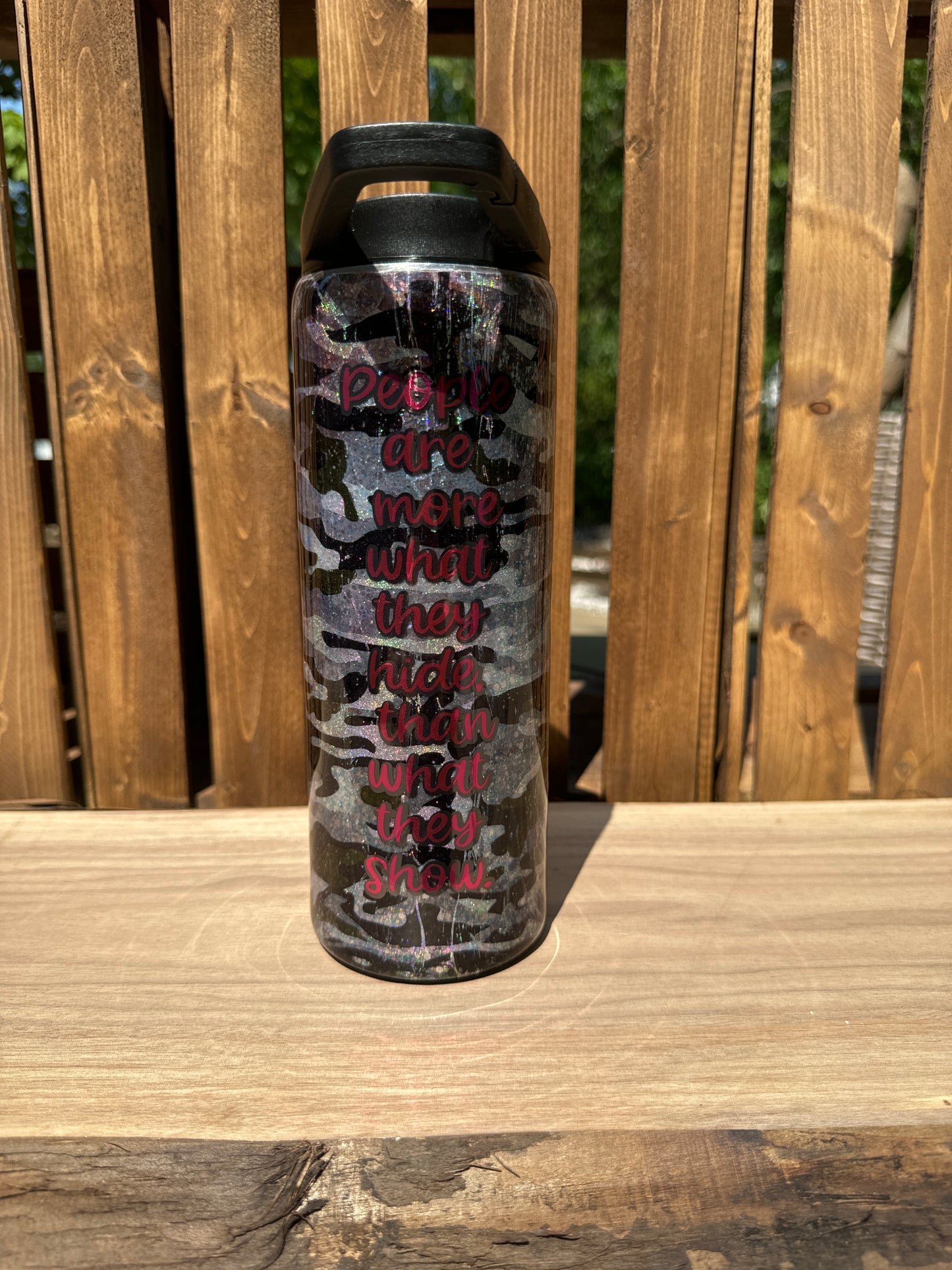 20 oz Duo grey/ black camo with inspirational words